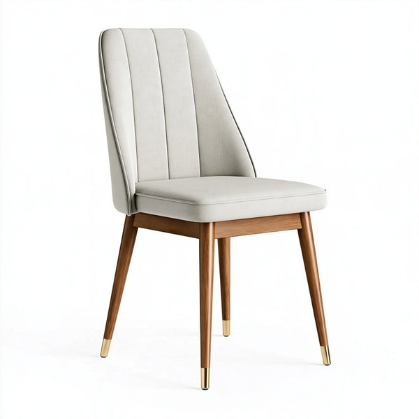 Sedia da pranzo 50 x 60 x 88 cm in tessuto beige con gambe in legno stile moderno