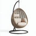 Poltrona sospesa 105 x 105 x 195 cm in fibra intrecciata beige con struttura in metallo nero - stile boho per interni