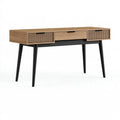 Scrivania 140 x 60 x 75 cm effetto rovere con gambe nere - stile moderno con 3 cassetti