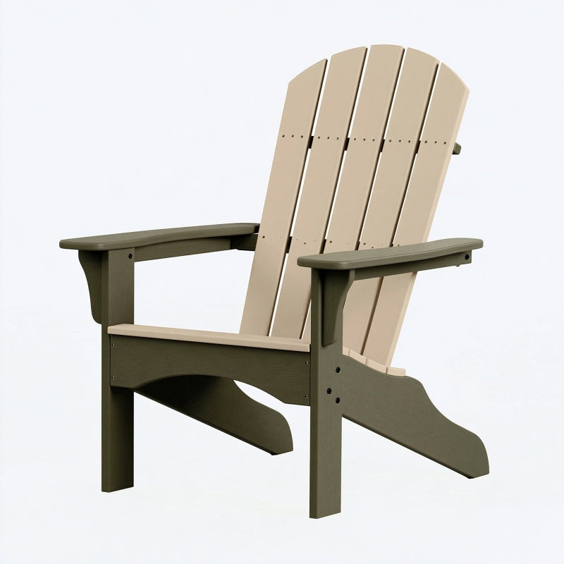 Sedia Adirondack 82 x 93 x 98 cm in materiale sintetico beige e verde oliva per esterni