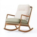 Sedia a dondolo 70 x 95 x 103 cm in legno marrone con imbottitura verde ecrù - stile nordico per relax