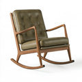 Sedia a dondolo 70 x 90 x 98 cm in legno e rivestimento verde oliva - stile moderno