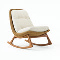 Poltrona a dondolo 100 x 70 x 95 cm in rattan e legno marrone con imbottitura avorio