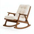 Poltrona a dondolo 70 x 90 x 98 cm in legno marrone e tessuto beige stile nordico per interni