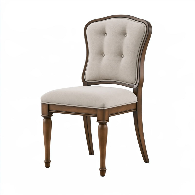 Sedia da pranzo 50 x 60 x 100 cm in legno marrone e tessuto beige - imbottita classica
