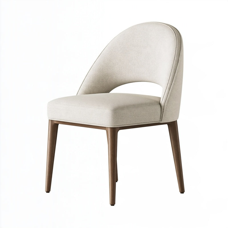 Sedia da pranzo 57 x 58 x 82 cm in tessuto beige con gambe in legno stile moderno