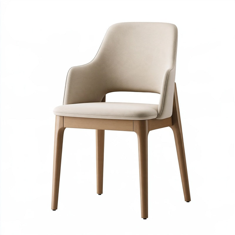 Sedia da pranzo 56 x 57 x 82 cm in tessuto beige e legno naturale - moderna con braccioli