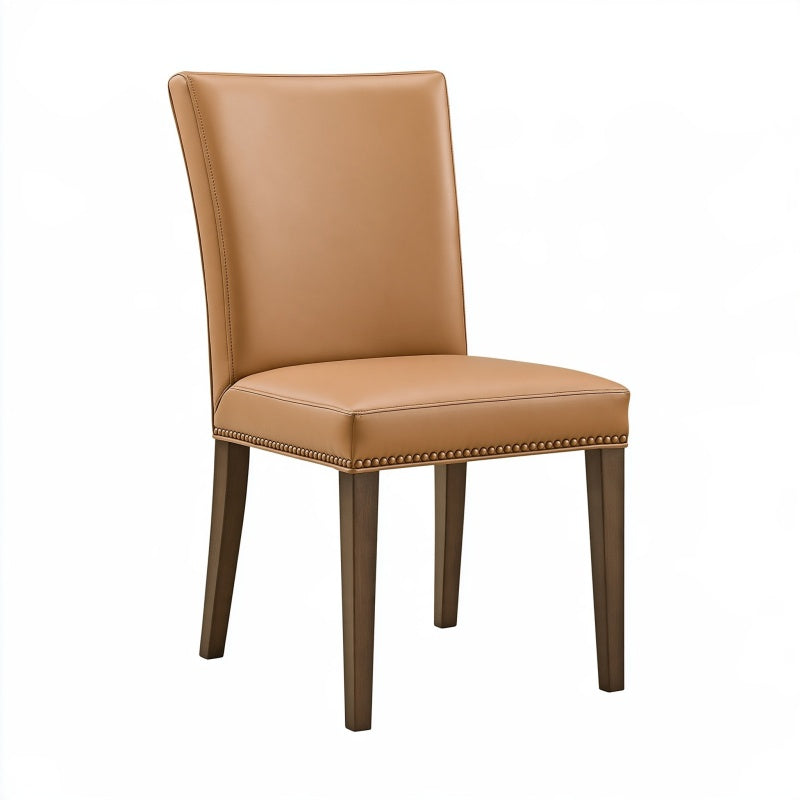 Sedia da pranzo 48 x 60 x 98 cm in legno e rivestimento effetto pelle marrone - stile classico