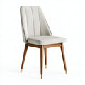Sedia da pranzo 50 x 60 x 88 cm in tessuto beige con gambe in legno stile moderno