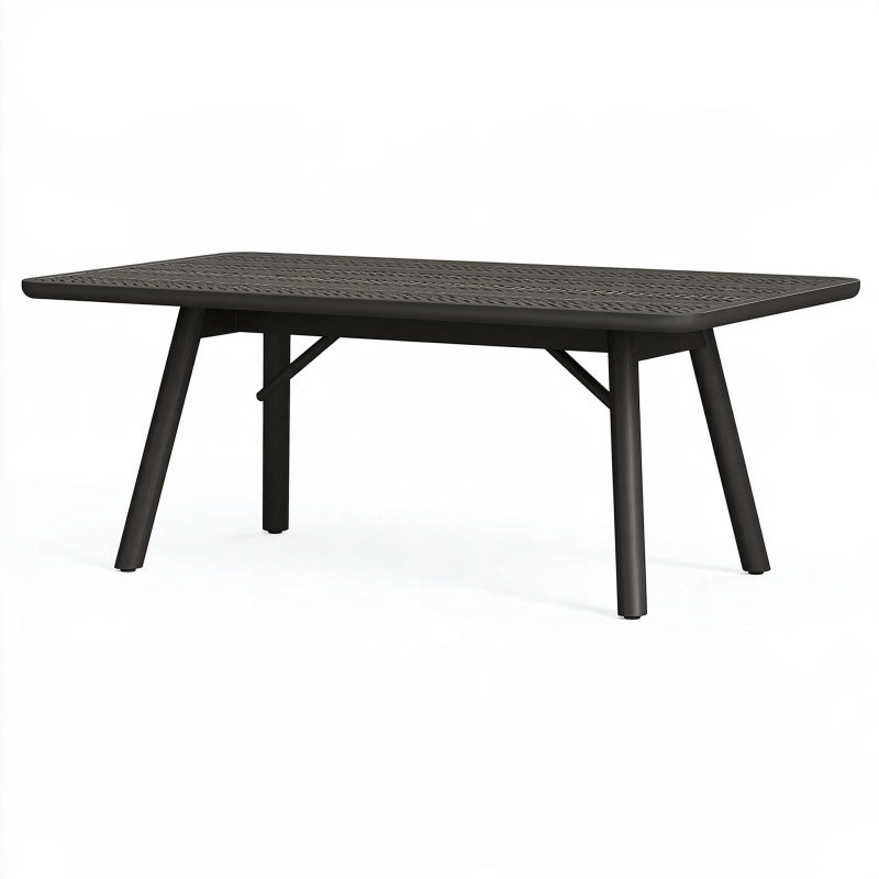 Tavolo da giardino 150 x 90 x 74 cm in plastica nero - piano effetto intrecciato stile moderno