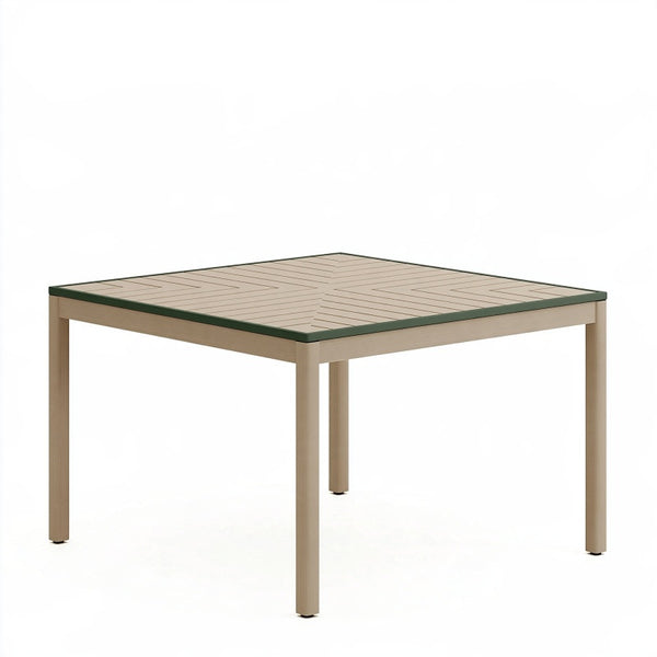 Tavolo da giardino 90 x 90 x 75 cm in metallo beige e verde - quadrato a doghe