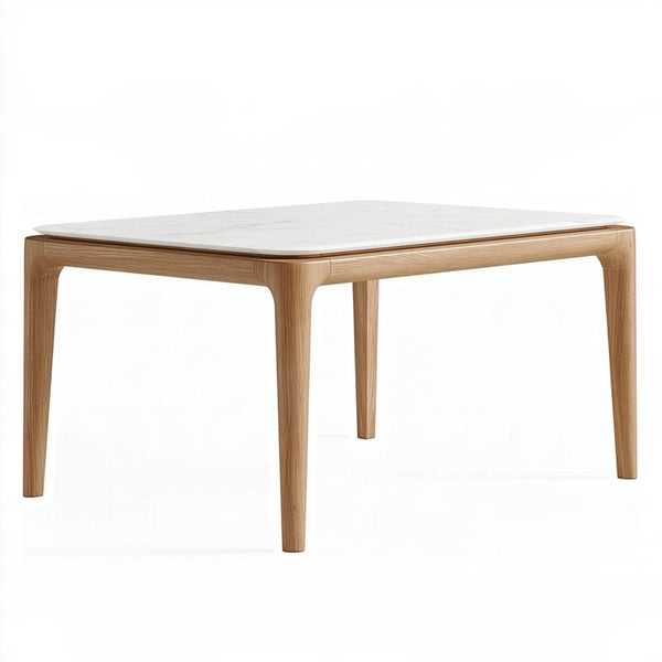 Tavolo da pranzo 160 x 90 x 75 cm in legno naturale e piano effetto marmo stile moderno