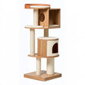 Tiragraffi per gatti 60 x 45 x 145 cm in legno marrone e beige con sisal e cucce