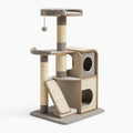 Tiragraffi per gatti 60 x 50 x 145 cm in sisal grigio e beige con cuccia e piattaforme stile moderno