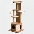 Albero tiragraffi per gatti 60 x 50 x 150 cm in legno marrone con sisal e piattaforme imbottite